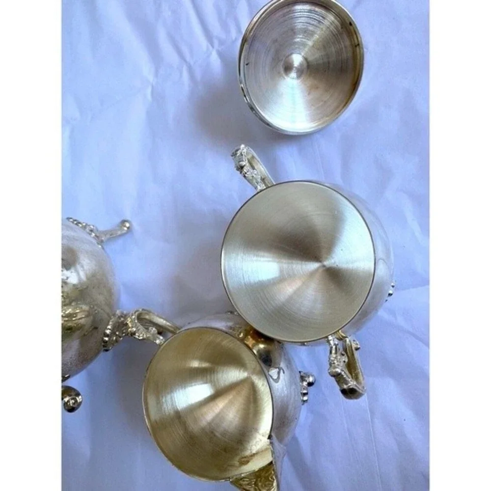 Vintage Leonard Co Silver-plated 3 Piece Coffee/Tea Pot Sugar Creamer Set